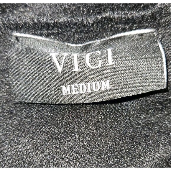 VICI Contrast Coat W Scarf Mid Length Fleece White Trim Style Fringe VC1094VC B - Picture 5 of 11